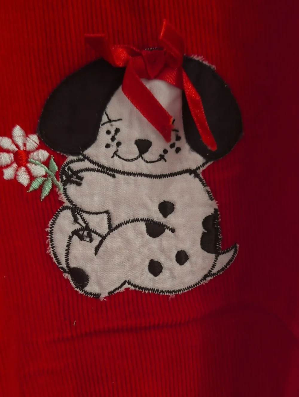 Vintage Small Steps Red Corduroy And Polka Dot Puppy Jumper Matching Set